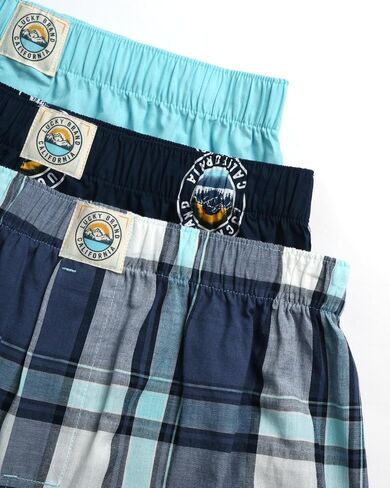 Lucky Brand Men's Underwear - Classic Woven Boxers with Functional Fly (3 Pack), Size X-Large, PlaidMood IndigoSea Angel in Saudi Arabia
