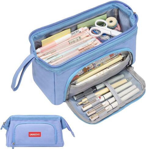 unineovo كبيرة مقلمة الحقيبة للفتيات، لطيف الأطفال قلم رصاص مربع اللوازم المدرسية، سعة كبيرة سستة قلم رصاص الحقائب منظم حقيبة، العودة إلى المدرسة هدية للطالبات في سن المراهقة النساء مكتب الكلية in Kuwait