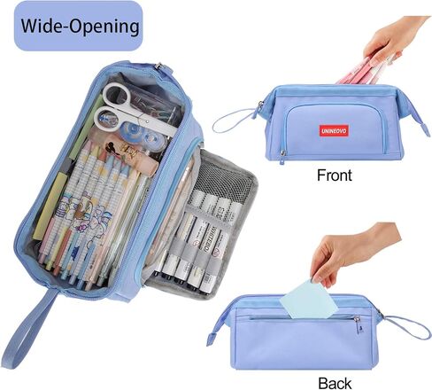 unineovo كبيرة مقلمة الحقيبة للفتيات، لطيف الأطفال قلم رصاص مربع اللوازم المدرسية، سعة كبيرة سستة قلم رصاص الحقائب منظم حقيبة، العودة إلى المدرسة هدية للطالبات في سن المراهقة النساء مكتب الكلية in Kuwait