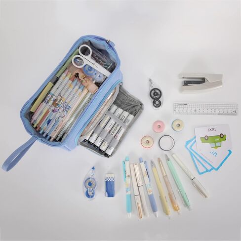 unineovo كبيرة مقلمة الحقيبة للفتيات، لطيف الأطفال قلم رصاص مربع اللوازم المدرسية، سعة كبيرة سستة قلم رصاص الحقائب منظم حقيبة، العودة إلى المدرسة هدية للطالبات في سن المراهقة النساء مكتب الكلية in Kuwait