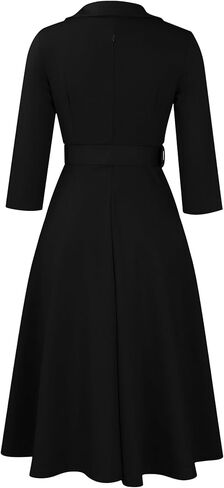 فستان Elainone نسائي 3/4 كم واسع على شكل حرف A لحفلات الزفاف وفساتين السيدات شبه الرسمية للمكتب مع حزام in Kuwait