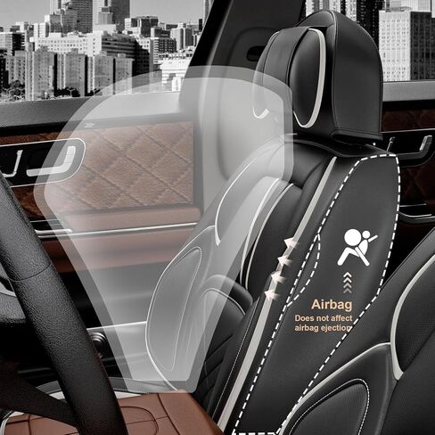 ASLONG 5PCS 2025 Front and Back Car Seat Covers Auto Interior Accessories with Water Proof Nappa Leather for Cars SUV Pick-up Truck Universal Comfortable and breathable (Full Set, Beige) in Kuwait