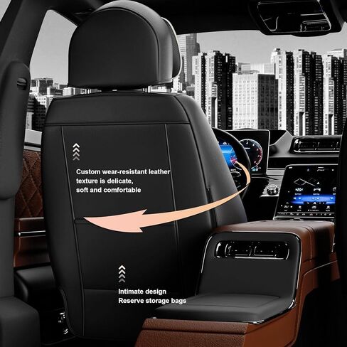 ASLONG 5PCS 2025 Front and Back Car Seat Covers Auto Interior Accessories with Water Proof Nappa Leather for Cars SUV Pick-up Truck Universal Comfortable and breathable (Full Set, Beige) in Kuwait