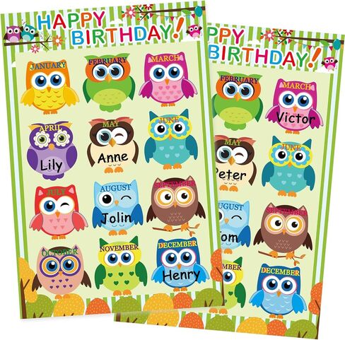 Happy Birthday Chart for Classroom, 2Pcs Boho Birthday Poster Decoration 17’’ x 12’’ Boho Birthday Cake Calendar Cutouts for School Bulletin Board, Chalkboards, Wall Decor in Kuwait