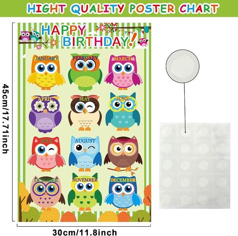 Happy Birthday Chart for Classroom, 2Pcs Boho Birthday Poster Decoration 17’’ x 12’’ Boho Birthday Cake Calendar Cutouts for School Bulletin Board, Chalkboards, Wall Decor in Kuwait
