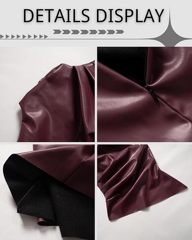 قميص CORIRESHA نسائي من الجلد الصناعي مطوي بدون أكمام ورقبة وهمية غير متماثلة in Kuwait