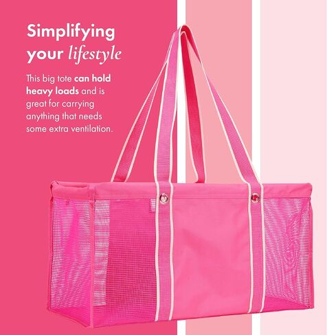 حقيبة حمل شبكية كبيرة للهدايا، حقيبة حمل شبكية قابلة للطي لأساسيات الشاطئ أو رحلات حمام السباحة أو تسوق البقالة in Kuwait