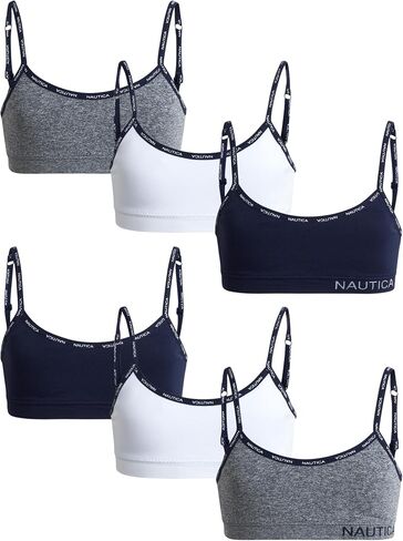 Nautica Girls Training Bra - 3 Pack/6 Pack Seamless Padded Bralette Underwear for Girls with Removable Pads (Sizes: S-XL) in Saudi Arabia