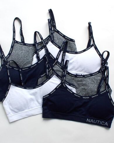 Nautica Girls Training Bra - 3 Pack/6 Pack Seamless Padded Bralette Underwear for Girls with Removable Pads (Sizes: S-XL) in Saudi Arabia