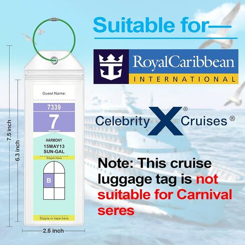 Cruise Luggage Tag Holder, 6-Pack Clear Waterproof Cruise Luggage Tags with Zip Seal for Carnival, MSC, Costa, NCL & Princess Ships, Cruise Travel Must-Haves for 2024-2025 in Saudi Arabia