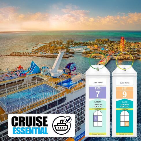 Cruise Luggage Tag Holder, 6-Pack Clear Waterproof Cruise Luggage Tags with Zip Seal for Carnival, MSC, Costa, NCL & Princess Ships, Cruise Travel Must-Haves for 2024-2025 in Saudi Arabia