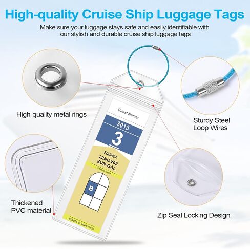 Cruise Luggage Tag Holder, 6-Pack Clear Waterproof Cruise Luggage Tags with Zip Seal for Carnival, MSC, Costa, NCL & Princess Ships, Cruise Travel Must-Haves for 2024-2025 in Saudi Arabia