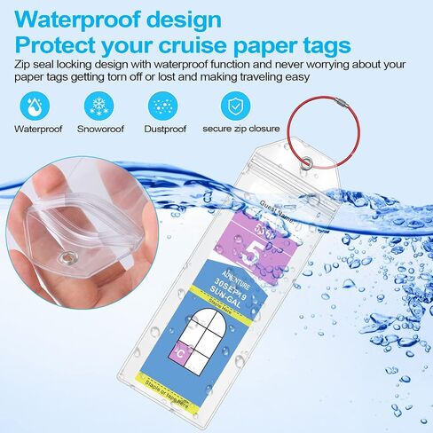 Cruise Luggage Tag Holder, 6-Pack Clear Waterproof Cruise Luggage Tags with Zip Seal for Carnival, MSC, Costa, NCL & Princess Ships, Cruise Travel Must-Haves for 2024-2025 in Saudi Arabia