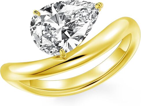 2CT 18K Gold Plated S925 Sterling Silver Pear Shaped Solitaire Engagement Ring For Women,Wedding Promise Ring for Her Wedding Band for Women in Saudi Arabia