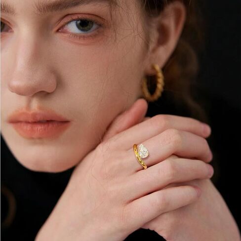 2CT 18K Gold Plated S925 Sterling Silver Pear Shaped Solitaire Engagement Ring For Women,Wedding Promise Ring for Her Wedding Band for Women in Saudi Arabia