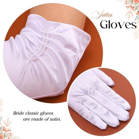 Latious Long Opera Satin Gloves White Bride Wedding Gloves Elbow Length 1920s Prom Gloves for Women in Kuwait