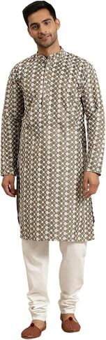 Sojanya (Since 1958, Men's Silk Blend Embroidered Kurta &Churidar Pyjama Set. in Kuwait