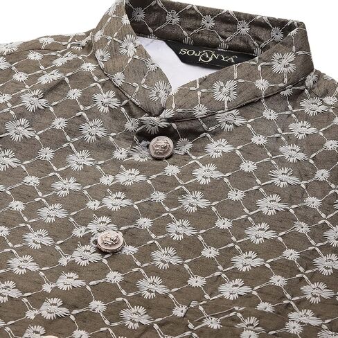 Sojanya (Since 1958, Men's Silk Blend Embroidered Kurta &Churidar Pyjama Set. in Kuwait