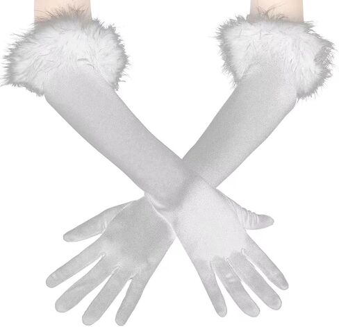 Feather Gloves Satin Gloves Opera Evening Gloves Elbow 1920s Gloves Wedding Gloves Women Halloween Costume in Saudi Arabia