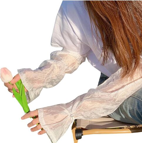 Women's Lace Arm Sleeves Sheer Gloves Sleeve Fingerless Gloves Mesh Tulle Long Gloves Sun Protection Sleeves Women in Saudi Arabia