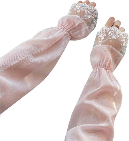 Women's Lace Arm Sleeves Sheer Gloves Sleeve Fingerless Gloves Mesh Tulle Long Gloves Sun Protection Sleeves Women in Saudi Arabia