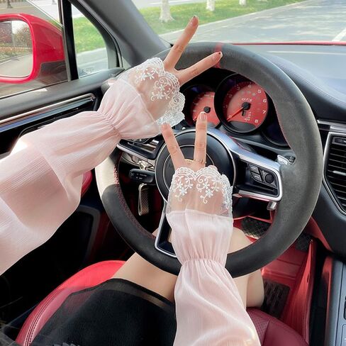 Women's Lace Arm Sleeves Sheer Gloves Sleeve Fingerless Gloves Mesh Tulle Long Gloves Sun Protection Sleeves Women in Saudi Arabia