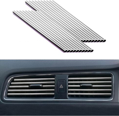 Car Air Conditioner Decoration Strip for Vent Outlet, Universal Waterproof Bendable Trim, Car Interior Accessories (Silver) in Saudi Arabia