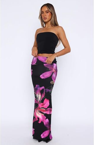 Bodycon Maxi Skirts for Women, Foldover High Waist Floral Leopard Print Flowy Pencil Long Y2k Skirts in Saudi Arabia