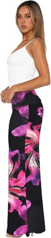 Bodycon Maxi Skirts for Women, Foldover High Waist Floral Leopard Print Flowy Pencil Long Y2k Skirts in Saudi Arabia
