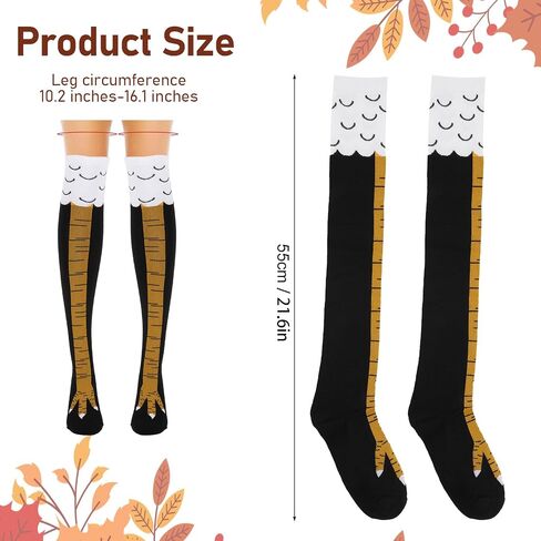 2 Pairs Chicken Leg Socks 24 Inches Crazy Novelty Thanksgiving Turkey Animal Feet Claw Knee High Chicken Stockings in Saudi Arabia