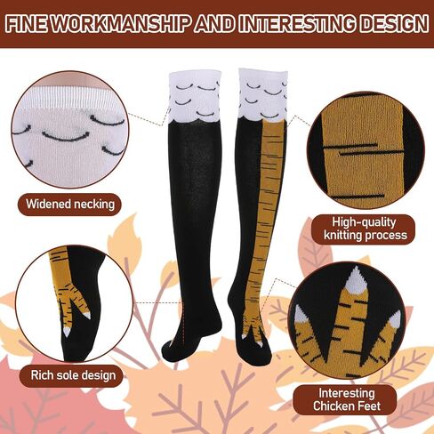 2 Pairs Chicken Leg Socks 24 Inches Crazy Novelty Thanksgiving Turkey Animal Feet Claw Knee High Chicken Stockings in Saudi Arabia