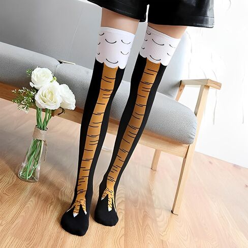 2 Pairs Chicken Leg Socks 24 Inches Crazy Novelty Thanksgiving Turkey Animal Feet Claw Knee High Chicken Stockings in Saudi Arabia