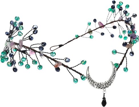 MOSTORY Crystal Fairy Crown Headband - Elf Circlet Elven Tiara Gothic Moon Headpiece for Renaissance Cosplay Photo Shoot in Saudi Arabia