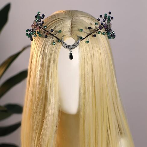 MOSTORY Crystal Fairy Crown Headband - Elf Circlet Elven Tiara Gothic Moon Headpiece for Renaissance Cosplay Photo Shoot in Saudi Arabia