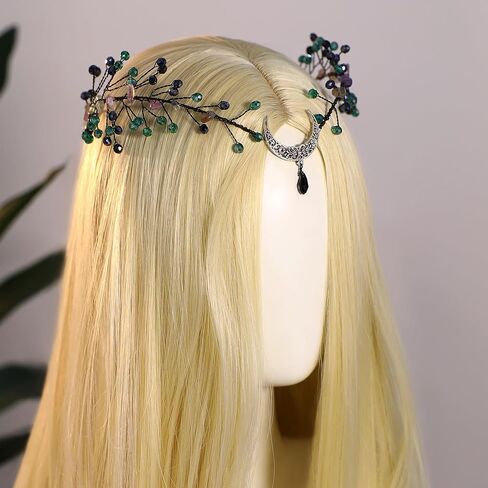 MOSTORY Crystal Fairy Crown Headband - Elf Circlet Elven Tiara Gothic Moon Headpiece for Renaissance Cosplay Photo Shoot in Saudi Arabia