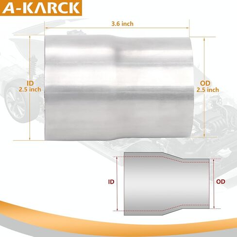 A-KARCK Exhaust Adapter Connector 4" ID to 5" OD, Exhaust Pipe Reducer 4" Overall Length Stainless Steel in Saudi Arabia