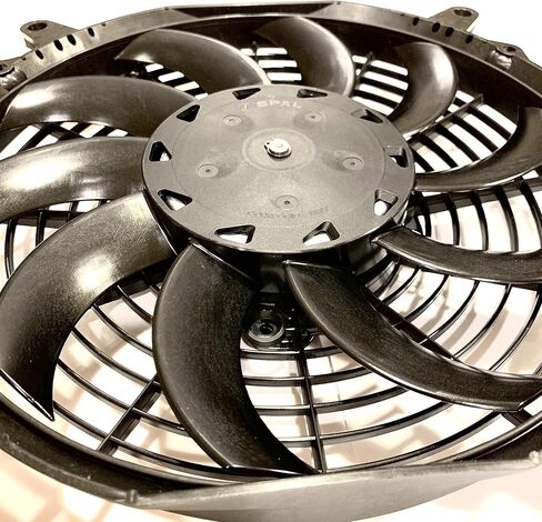 SPAL 30100628B Trans/Air 2160116 مروحة سحب 10 بوصات 12 فولت شفرات منحنية عالية الأداء 802 cfm مع 8 أقواس تثبيت VA11A-AP7/C/T-57A in Kuwait