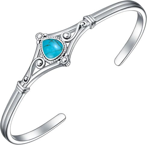 سوار فيروزي أصلي، من الفضة الإسترليني بوهو قابل للتعديل مجوهرات عتيقة أمريكية أصلية للنساء، مناسب لـ 6-7.5 بوصة in Kuwait