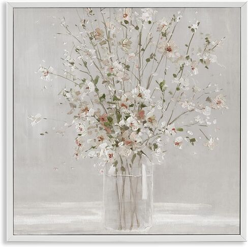 Stupell Industries White Flower Vase Arrangement Framed Wall Art, Design by Sally Swatland in Saudi Arabia
