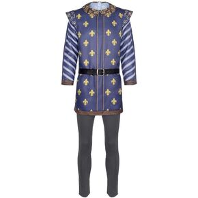 Prince Charming Costume Adult Men Prince Blue Suit Royal Uniform Shirt Pants Belt