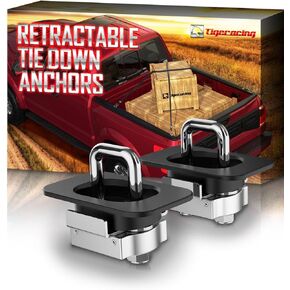 Tie Down Anchors Retractable Truck Bed Top Side D Ring Compatible with 1998-2018 F150 5ft (ONLY for Rear Hole) - 3000 LBS Capacity All Metal (of 2)