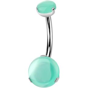 Pierced Owl 14GA ASTM F-136 Implant Grade Titanium Internally Threaded Prong Set Natural Stone Belly Button Ring