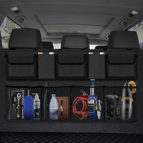 Car Trunk Organizer, Backseat Hanging Organizer with 5 Pockets, Waterproof Collapsible Cargo Storage Bag, Car Interior Accessories Car Seat Organizer for SUV, Truck, MPV