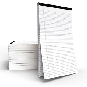 Notepads, Legal Pads, Note Pads 8.5 x 14, Legal Wide Rule Notepad, White, Chipboard Back, Writing Pad, Office Supplies, 50 Sheets Per Pad (12 Pack)