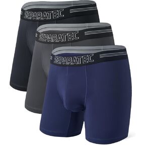 Separatec Dual Ball Pouch Underwear for Men Breathable Mens Boxer Briefs Quick Dry Underwear 3 or 5 Pack, Stylish Prints