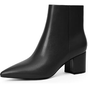 Modatope حذاء من الجلد للنساء أشار تو كتلة مكتنزة أحذية عالية الكعب الجانب سستة الخريف الشتاء أحذية بوت قصيرة للنساء الجوارب الكاحل in Kuwait