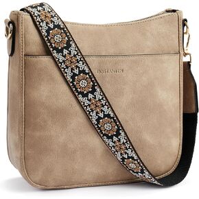 BOSTANTEN Crossbody Bags for Women Trendy Vegan Leather Hobo Purses Shoulder Handbags With Wide Shoulder Strap