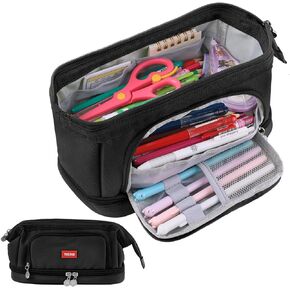 Cute Preppy Pencil Case - Large Capacity Pencil Bag for Girls - Ideal for School Supplies and Organization (Yellow)