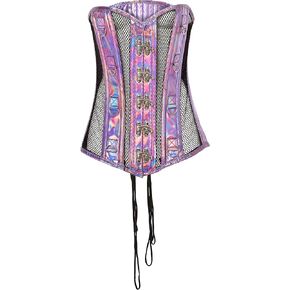 Daisy corsets Womens Rainbow Gold Holo Lace-up Bustier Top