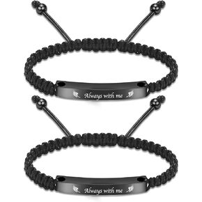 2 Pack Cremation Bracelet Adjustable Urn Bracelet for Ashes for Women Men Braided Bracelets Keepsake Memorial Bracelet for Human Pet